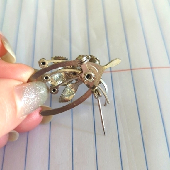 EUC Vintage Sterling Silver Pin Brooch Wishbone and Rhinestone - Picture 6 of 6